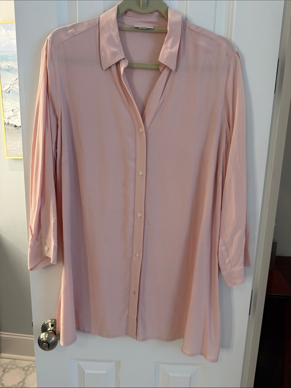 J. Jill Light Pink Button-Down Tunic Shirt
